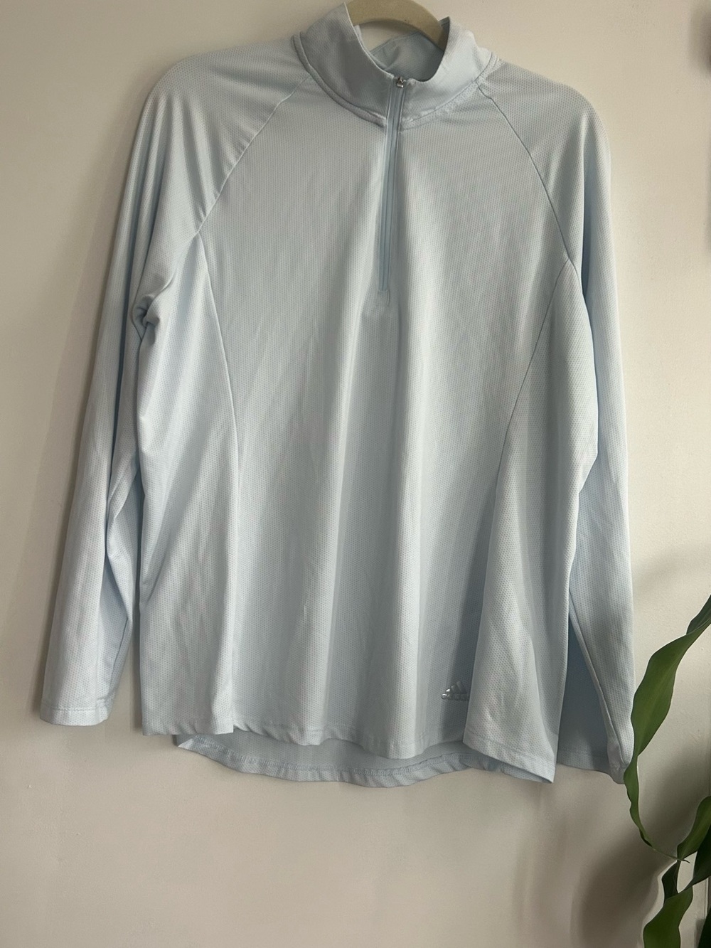 adidas Light Blue Quarter-Zip Long Sleeve Athletic Top